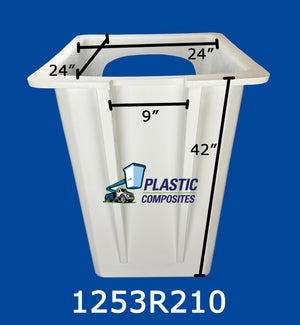 Buckets - Duralift - 24" x 24" x 42" - Crawl Thru Front - 9" Ribs